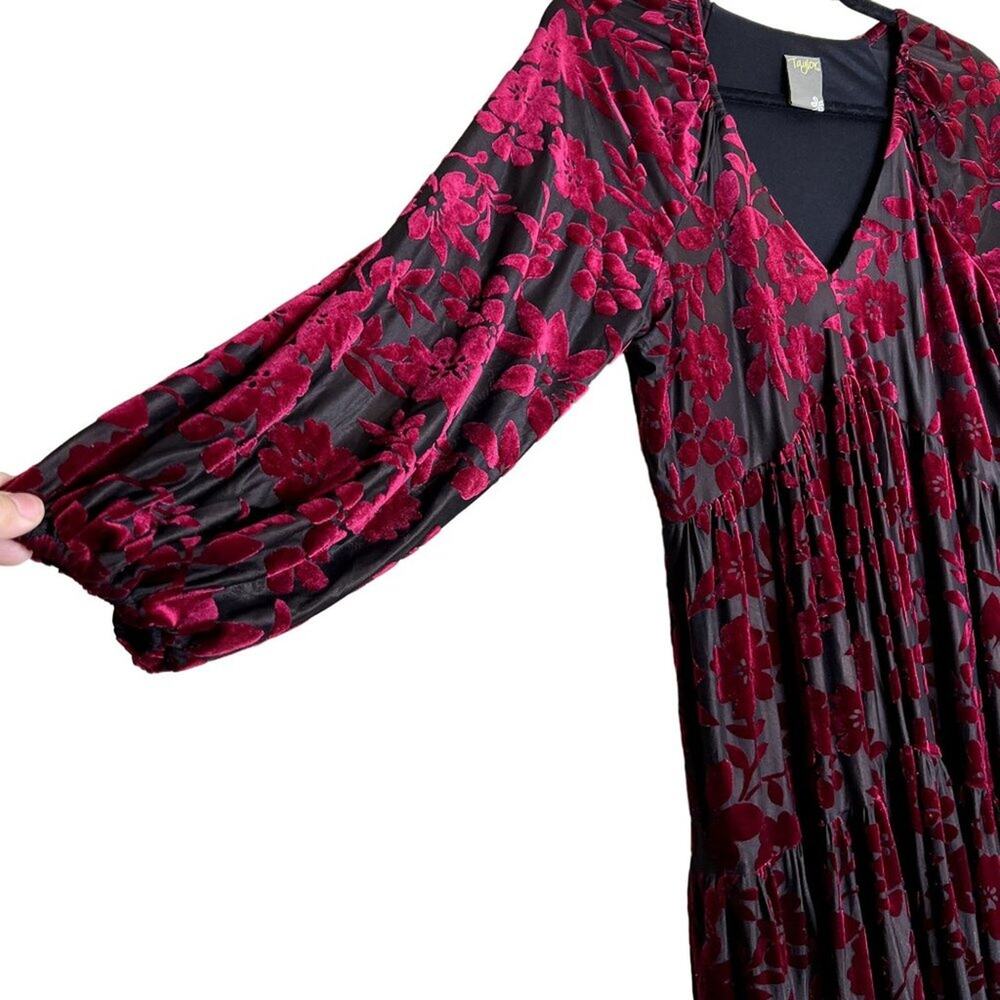 Floral Velvet Burnout Babydoll Dress US M Est Taylor Whimsigoth - Picture 9 of 11